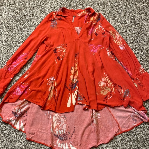Free People Red Floral Tunic - Picture 3 of 9